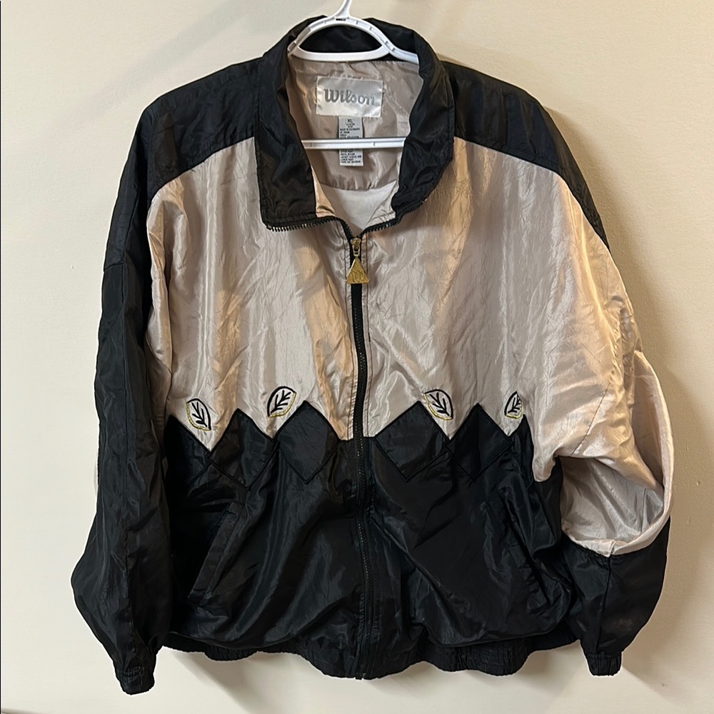 Vintage Wilson Black and Champagne Zip-Up Jacket